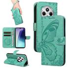 For Redmi 14C 4G Swallowtail Butterfly Embossed Leather Phone Case(Green) - 1