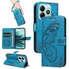 For Redmi Note 14 5G Swallowtail Butterfly Embossed Leather Phone Case(Blue) - 1