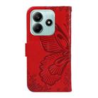 For Redmi Note 14 5G Swallowtail Butterfly Embossed Leather Phone Case(Red) - 3