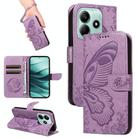 For Redmi Note 14 5G Swallowtail Butterfly Embossed Leather Phone Case(Purple) - 1