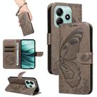 For Redmi Note 14 5G Swallowtail Butterfly Embossed Leather Phone Case(Grey) - 1