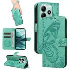 For Redmi Note 14 5G Swallowtail Butterfly Embossed Leather Phone Case(Green) - 1