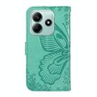 For Redmi Note 14 5G Swallowtail Butterfly Embossed Leather Phone Case(Green) - 3