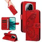For Redmi Note 14 Pro / 14 Pro+ 5G Swallowtail Butterfly Embossed Leather Phone Case(Red) - 1
