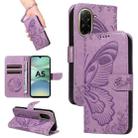 For Redmi A5 4G 173.3mm Swallowtail Butterfly Embossed Leather Phone Case(Purple) - 1