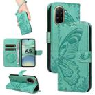 For Redmi A5 4G 173.3mm Swallowtail Butterfly Embossed Leather Phone Case(Green) - 1