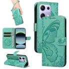 For Redmi Note 14S 4G / Note 13 Pro 4G Swallowtail Butterfly Embossed Leather Phone Case(Green) - 1