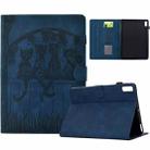 For Lenovo Tab P11 Gen 2 Cats Embossed Leather Smart Tablet Case(Dark Blue) - 1