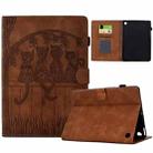 For Amazon Kindle Fire HD8 Plus 2022 Cats Embossed Leather Smart Tablet Case(Brown) - 1