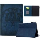 For Amazon Kindle Lite 2022 Cats Embossed Leather Smart Tablet Case(Dark Blue) - 1