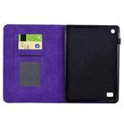 For Amazon Kindle Fire 7 2017 / 2019 Cats Embossed Leather Smart Tablet Case(Purple) - 3