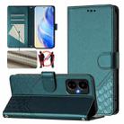 For Boost Mobile Celero 5G 2024 Honeycomb Embossing RFID Leather Phone Case(Peacock Green) - 1