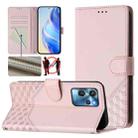 For Oukitel C32 Honeycomb Embossing RFID Leather Phone Case(Pink) - 1