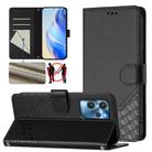 For Oukitel C32 Honeycomb Embossing RFID Leather Phone Case(Black) - 1