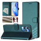 For Oukitel C32 Honeycomb Embossing RFID Leather Phone Case(Peacock Green) - 1