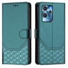 For Oukitel C32 Honeycomb Embossing RFID Leather Phone Case(Peacock Green) - 2