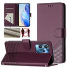 For Oukitel C32 Honeycomb Embossing RFID Leather Phone Case(Violet) - 1