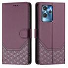 For Oukitel C32 Honeycomb Embossing RFID Leather Phone Case(Violet) - 2