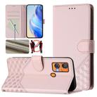 For Oukitel C33 Honeycomb Embossing RFID Leather Phone Case(Pink) - 1