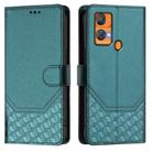 For Oukitel C33 Honeycomb Embossing RFID Leather Phone Case(Peacock Green) - 2