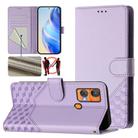 For Oukitel C33 Honeycomb Embossing RFID Leather Phone Case(Light Purple) - 1