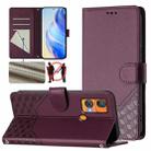 For Oukitel C33 Honeycomb Embossing RFID Leather Phone Case(Violet) - 1