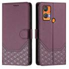 For Oukitel C33 Honeycomb Embossing RFID Leather Phone Case(Violet) - 2