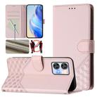 For Oukitel C35 Honeycomb Embossing RFID Leather Phone Case(Pink) - 1