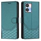 For Oukitel C35 Honeycomb Embossing RFID Leather Phone Case(Peacock Green) - 2