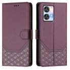 For Oukitel C35 Honeycomb Embossing RFID Leather Phone Case(Violet) - 2