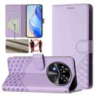 For Oukitel C37 Honeycomb Embossing RFID Leather Phone Case(Light Purple) - 1