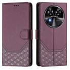 For Oukitel C37 Honeycomb Embossing RFID Leather Phone Case(Violet) - 2