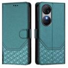 For Oukitel C38 Honeycomb Embossing RFID Leather Phone Case(Peacock Green) - 2