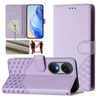 For Oukitel C38 Honeycomb Embossing RFID Leather Phone Case(Light Purple) - 1