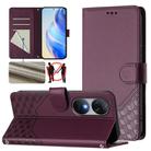 For Oukitel C38 Honeycomb Embossing RFID Leather Phone Case(Violet) - 1