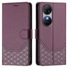 For Oukitel C38 Honeycomb Embossing RFID Leather Phone Case(Violet) - 2