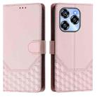 For Oukitel C50 Honeycomb Embossing RFID Leather Phone Case(Pink) - 2