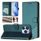 For Oukitel C50 Honeycomb Embossing RFID Leather Phone Case(Peacock Green) - 1