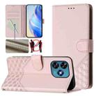 For Oukitel C51 Honeycomb Embossing RFID Leather Phone Case(Pink) - 1