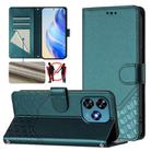 For Oukitel C51 Honeycomb Embossing RFID Leather Phone Case(Peacock Green) - 1