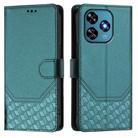 For Oukitel C51 Honeycomb Embossing RFID Leather Phone Case(Peacock Green) - 2