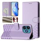 For Oukitel C51 Honeycomb Embossing RFID Leather Phone Case(Light Purple) - 1