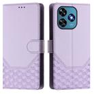 For Oukitel C51 Honeycomb Embossing RFID Leather Phone Case(Light Purple) - 2