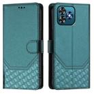 For Oukitel C53 Honeycomb Embossing RFID Leather Phone Case(Peacock Green) - 2