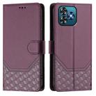 For Oukitel C53 Honeycomb Embossing RFID Leather Phone Case(Violet) - 2