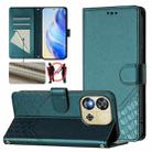 For Oukitel C57s Honeycomb Embossing RFID Leather Phone Case(Peacock Green) - 1