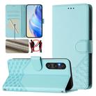 For Sony Xperia 1 V 2023 Honeycomb Embossing RFID Leather Phone Case(Mint Green) - 1