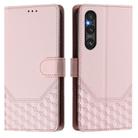 For Sony Xperia 1 V 2023 Honeycomb Embossing RFID Leather Phone Case(Pink) - 2