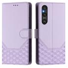 For Sony Xperia 1 V 2023 Honeycomb Embossing RFID Leather Phone Case(Light Purple) - 2