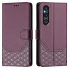 For Sony Xperia 1 V 2023 Honeycomb Embossing RFID Leather Phone Case(Violet) - 2